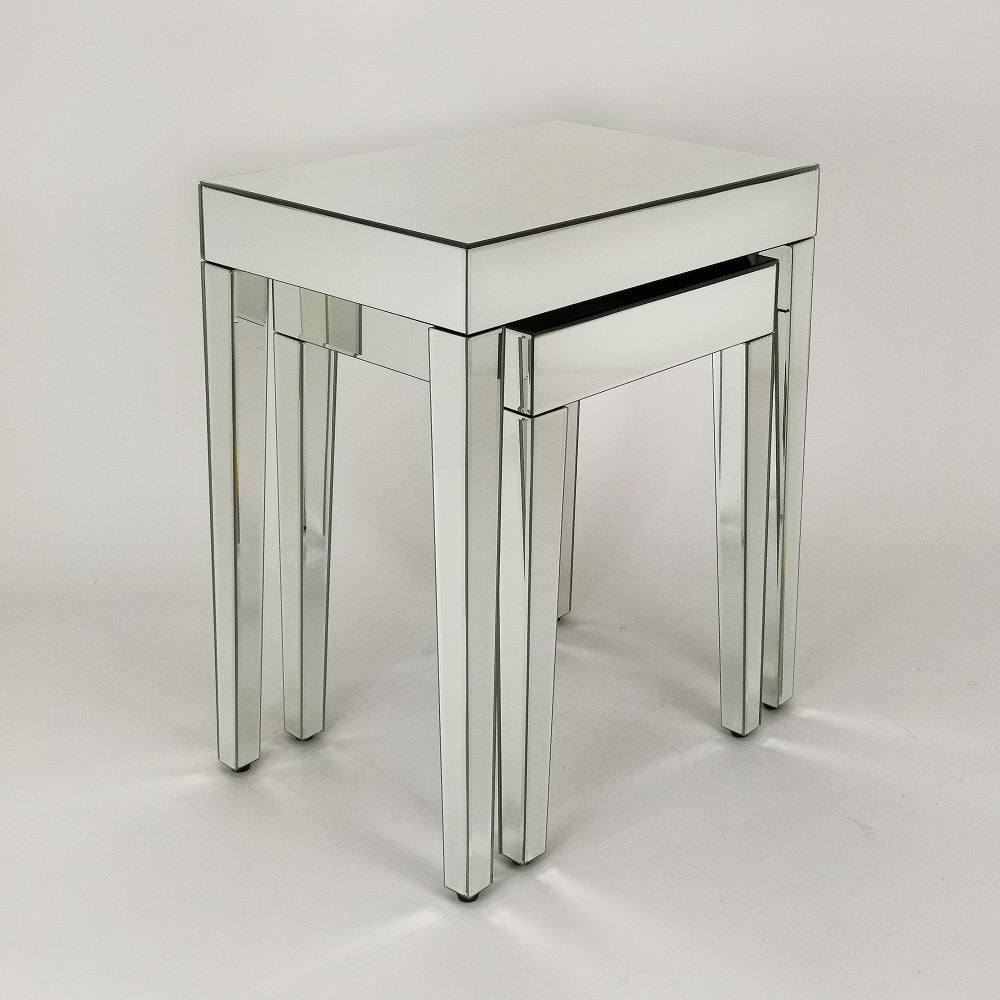 Set Of 2 Beveled Mirror Nesting Tables