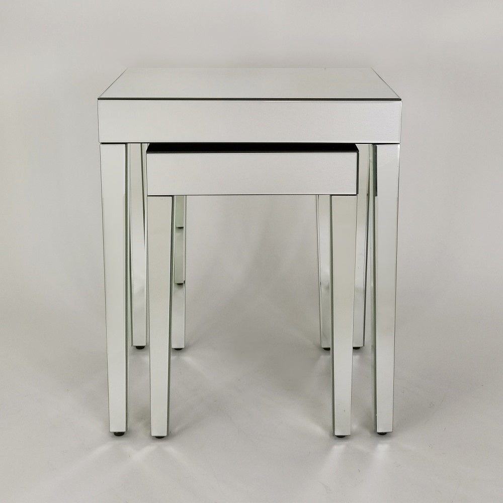 Set Of 2 Beveled Mirror Nesting Tables