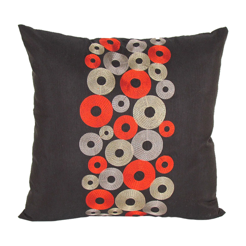 Embroidered Circle Decorative Pillow 16"X16"-zoom-1