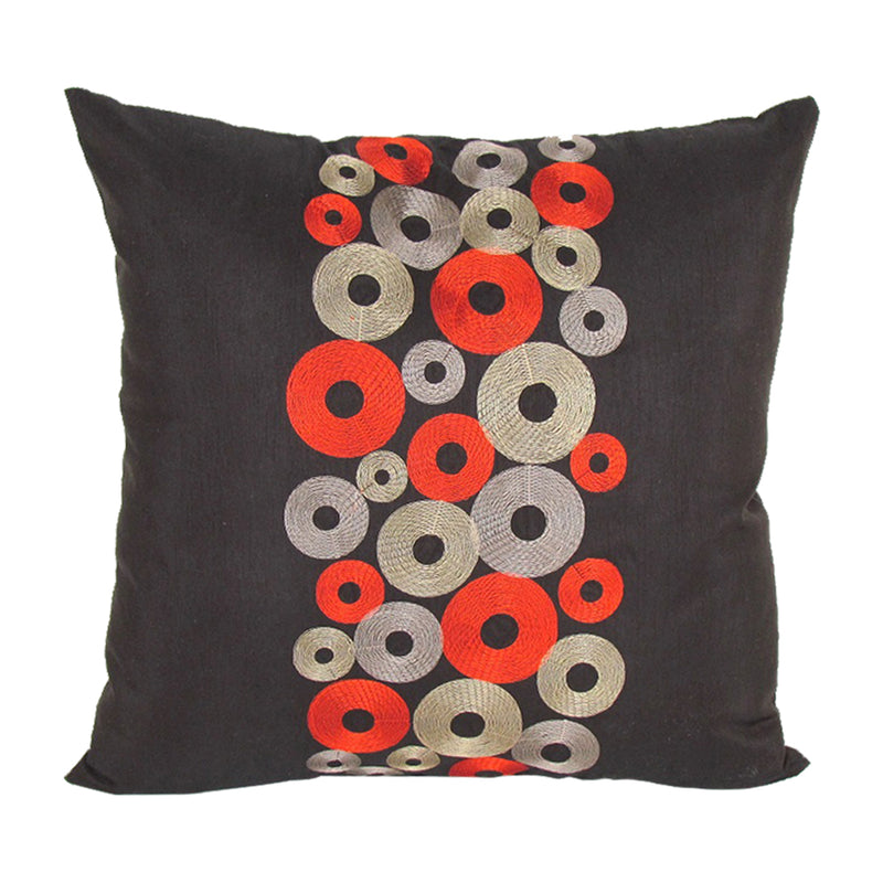 Embroidered Circle Decorative Pillow 16"X16"-zoom-