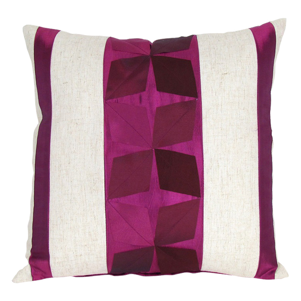 Band Style With Diamond Patterns Decorative Pillow 17"X17"-zoom-1