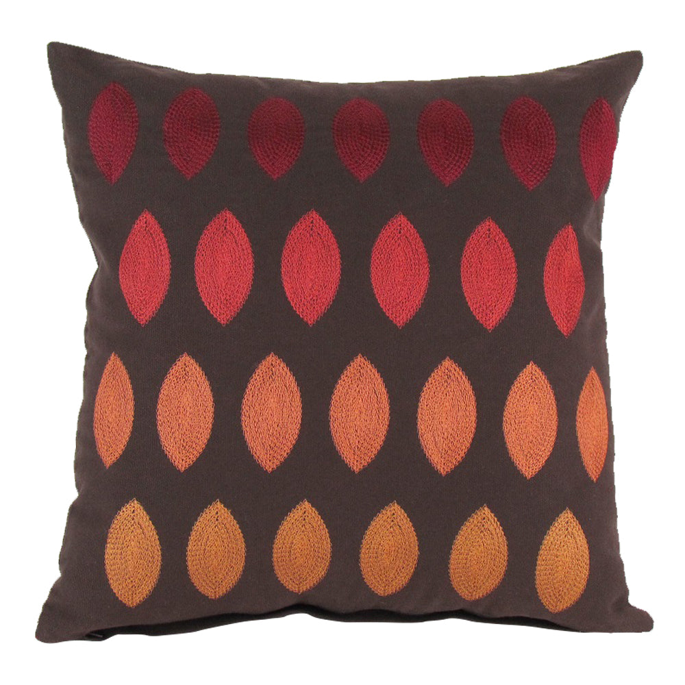 Embroidered Leafs Decorative Pillow  17"X17"-zoom-1