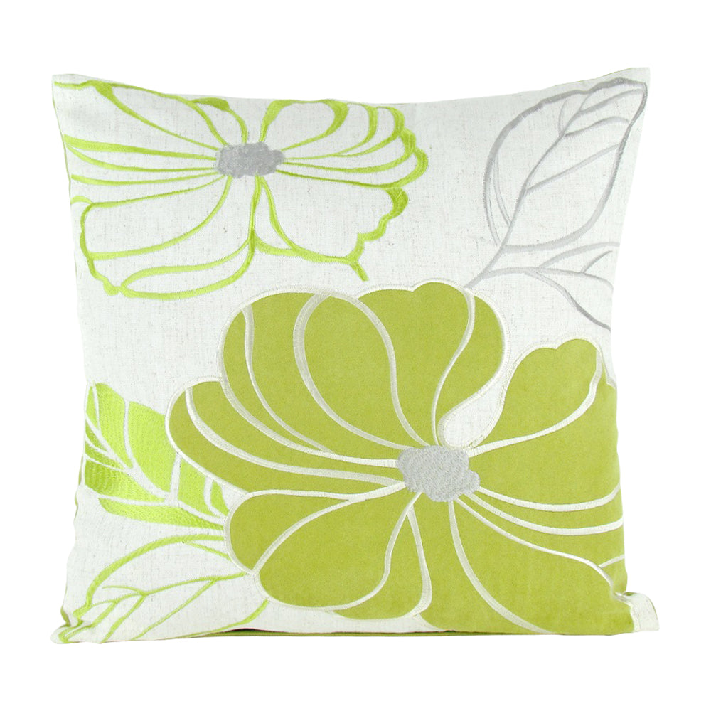 Floral Embroidered Decorative Pillow  17"X17"-zoom-1
