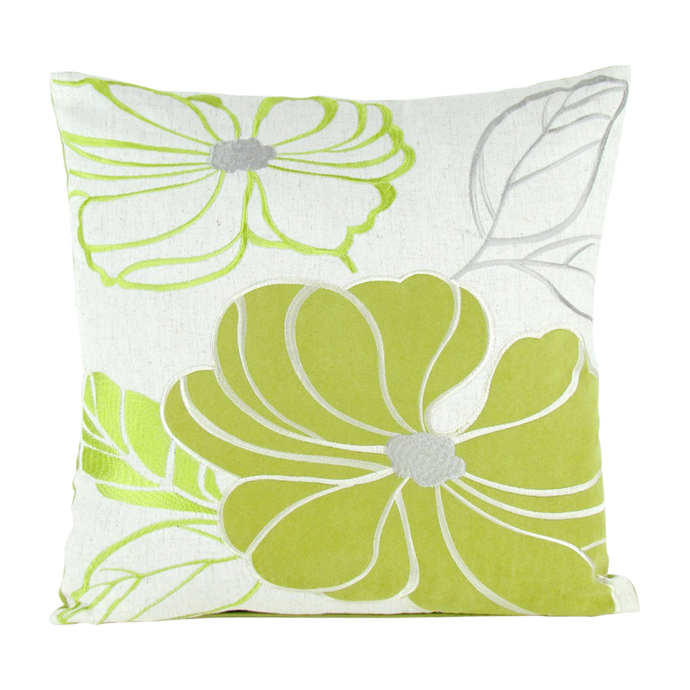 Floral Embroidered Decorative Pillow  17"X17"