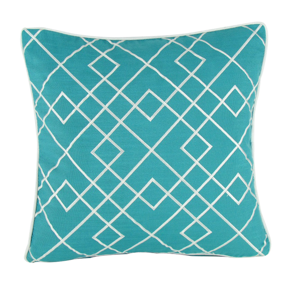 Embroidered Blue Decorative Pillow  17"X17"-zoom-1