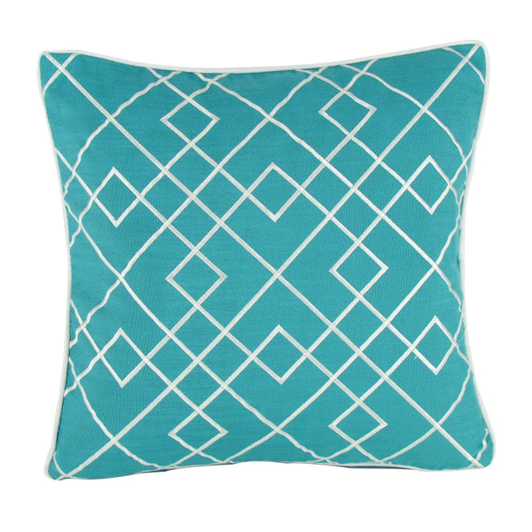 Embroidered Blue Decorative Pillow  17X17