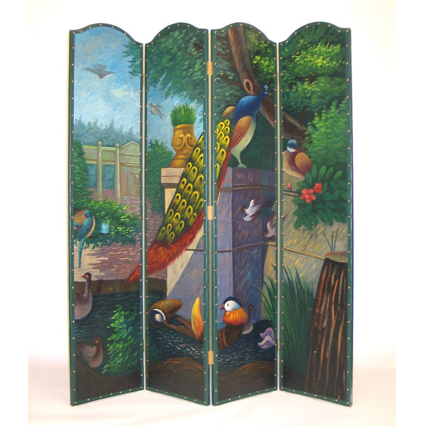 Hand Painted Peacock Room Divider