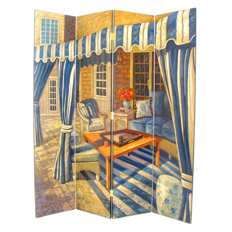 Hand Painted 4-P The Patio Room Divider-zoom-
