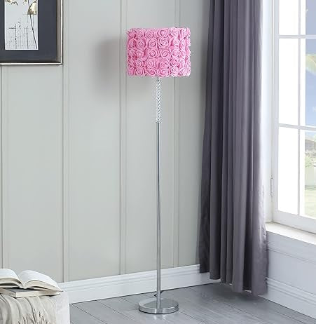 63"In Pink Roses In Bloom Acrylic/metal Floor Lamp-zoom-1