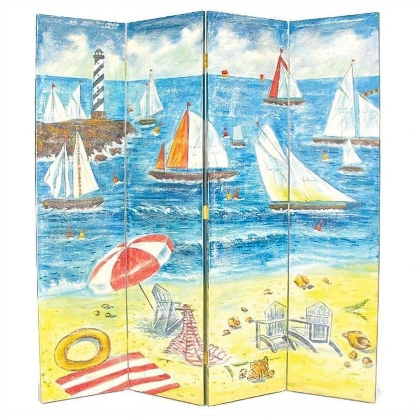 Hand Painted Sailboat Room Divider