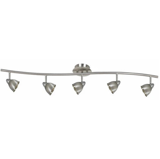 5 Light 120V Metal Track Light Fixture with Round Shade Silver