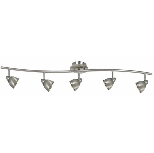 5 Light 120V Metal Track Light Fixture with Round Shade Silver