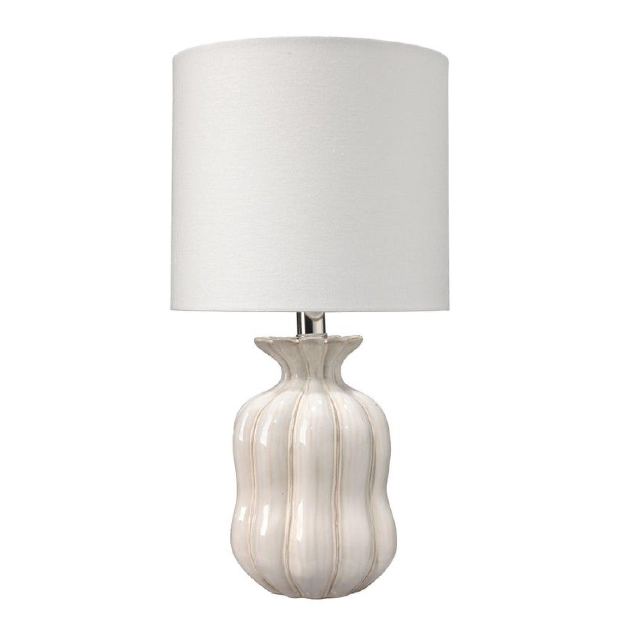 19 Inch Ceramic Coastal Table Lamp with Curved Base White-zoom-1