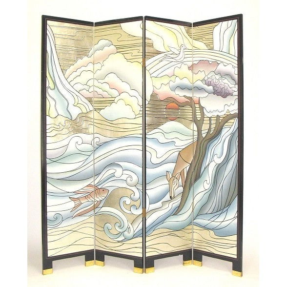Hand Painted The Wave Room Divider-zoom-1