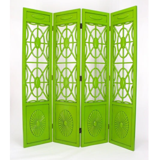 Antiqued Basswood Spider Web Green Room Divider