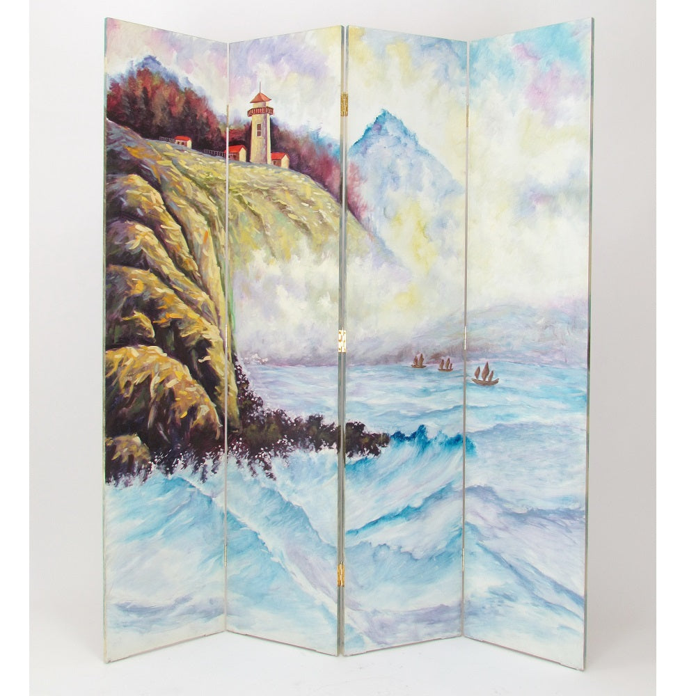 Hand Painted 4-P Sea Room Divider-zoom-1