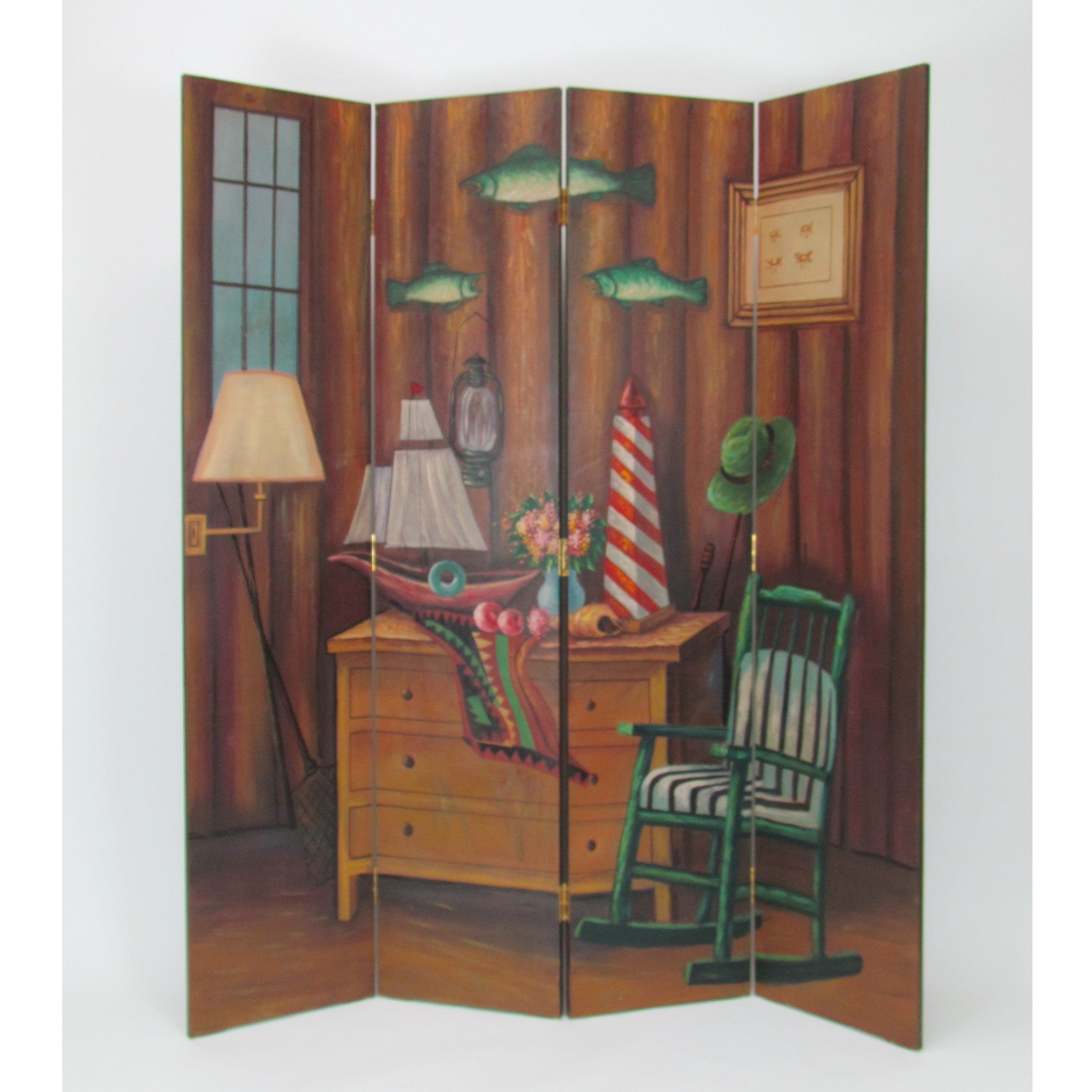 Hand Painted Fisherman Room Divider-zoom-1