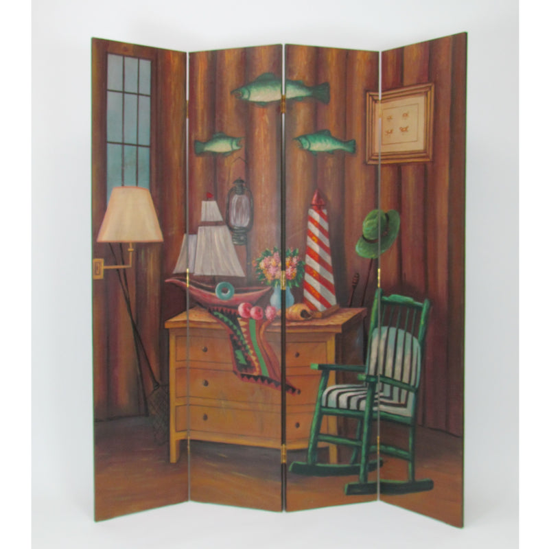 Hand Painted Fisherman Room Divider-zoom-