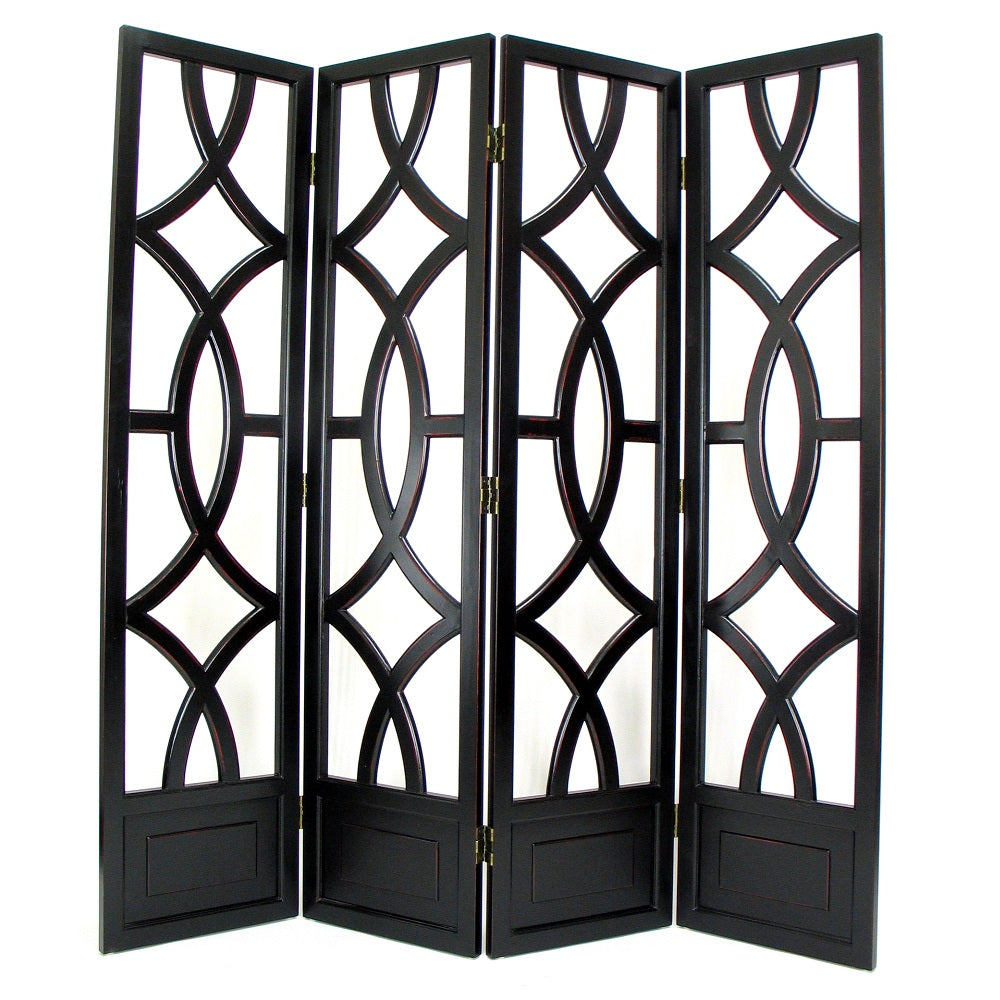 Antiqued Basswood Charleston Black Room Divider-zoom-1