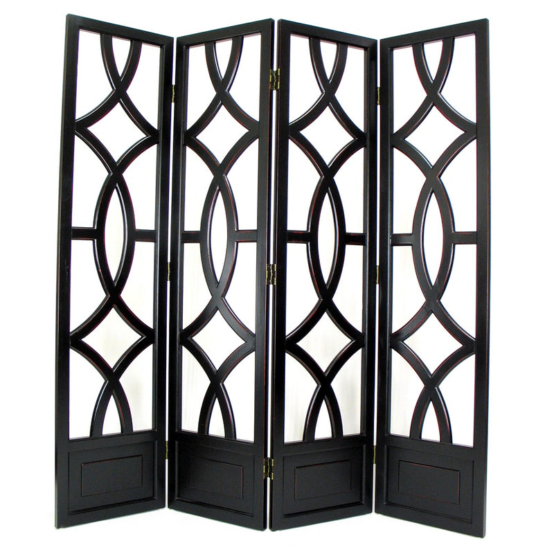 Antiqued Basswood Charleston Black Room Divider-zoom-