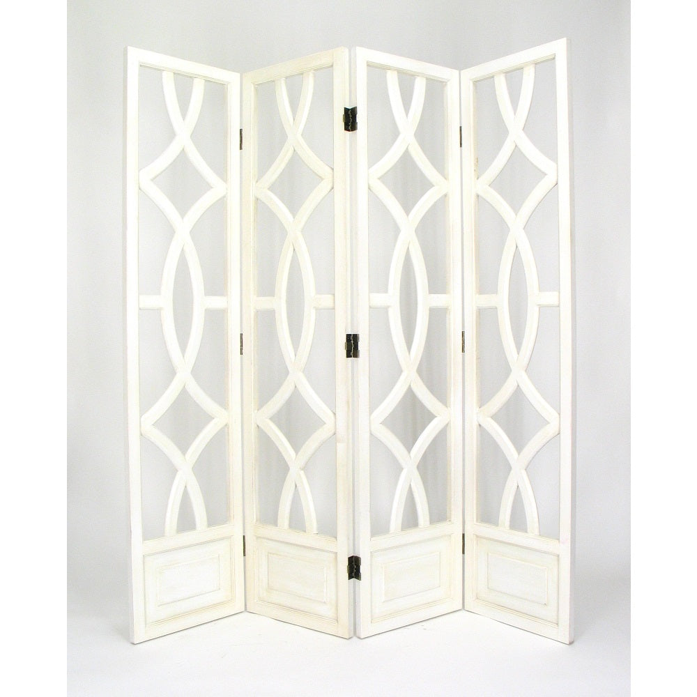 Antiqued Basswood Charleston Whitewash Room Divider-zoom-1