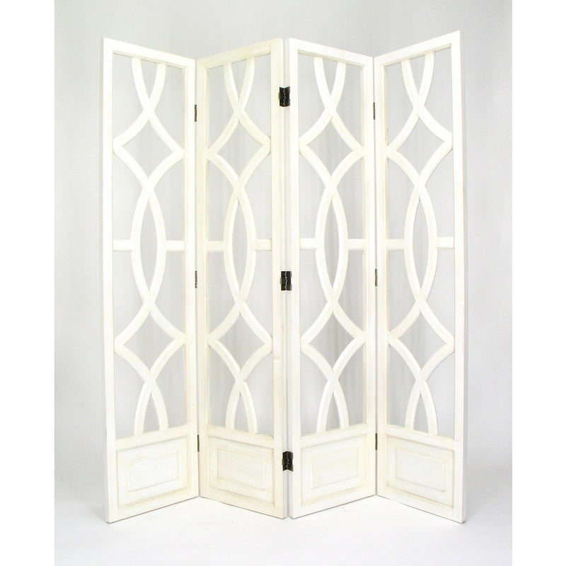 Antiqued Basswood Charleston Whitewash Room Divider-zoom-