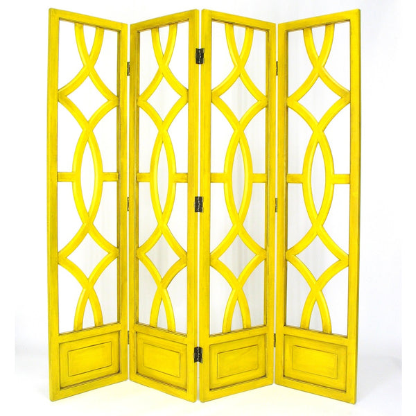 Antiqued Basswood Charleston Yellow Room Divider