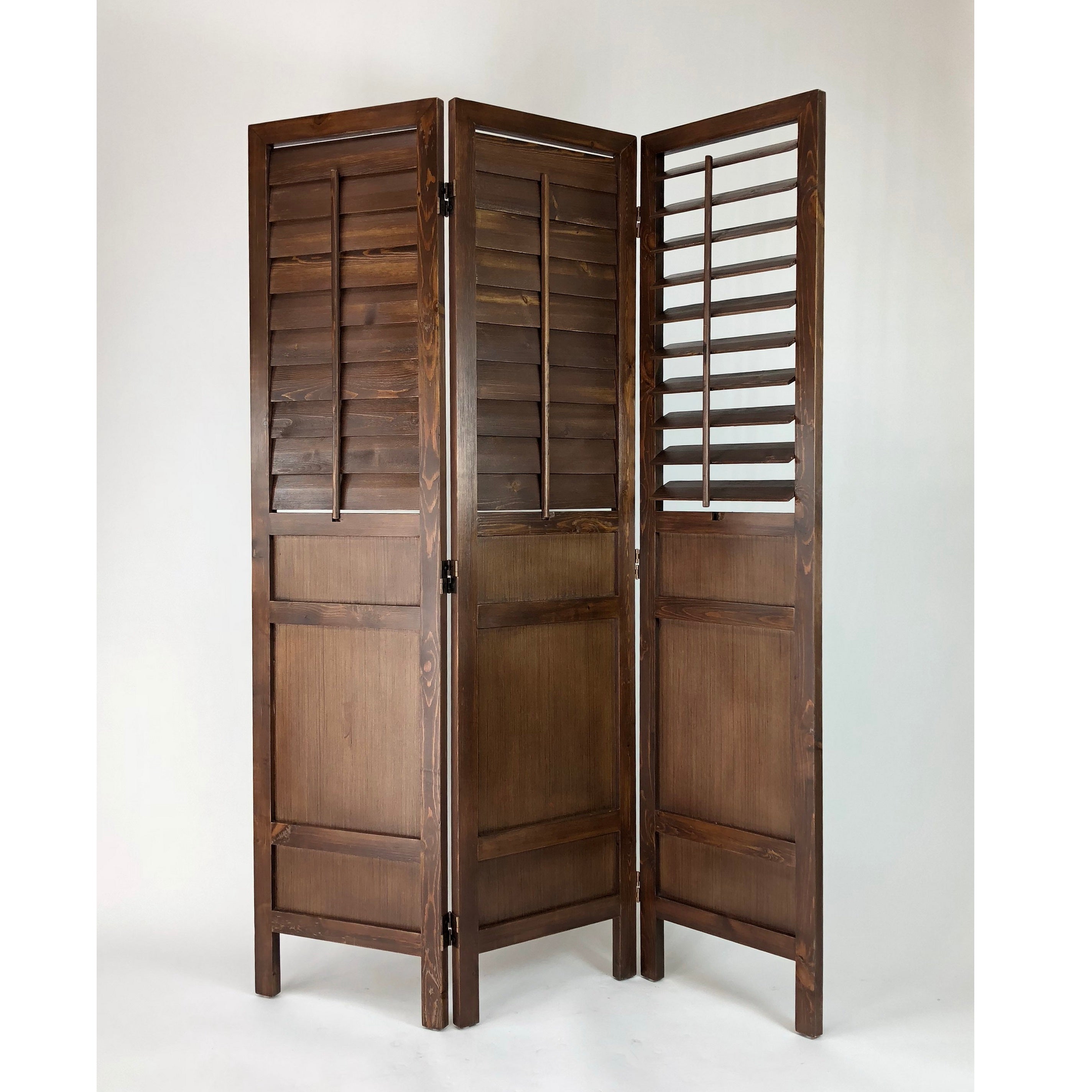 Hand Carved Louver Walnut Room Divider-zoom-1