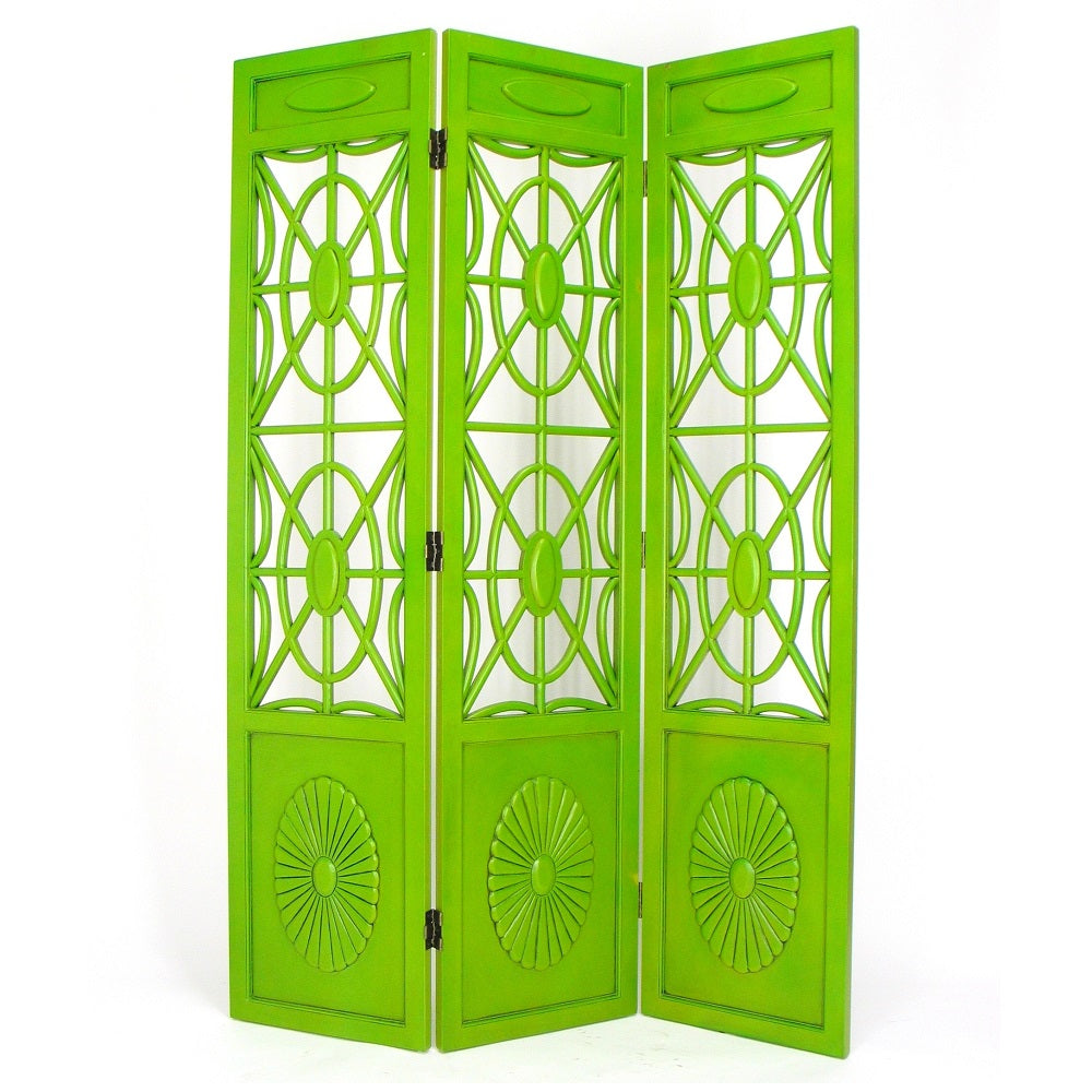 Antiqued Basswood Spider Web Green Room Divider