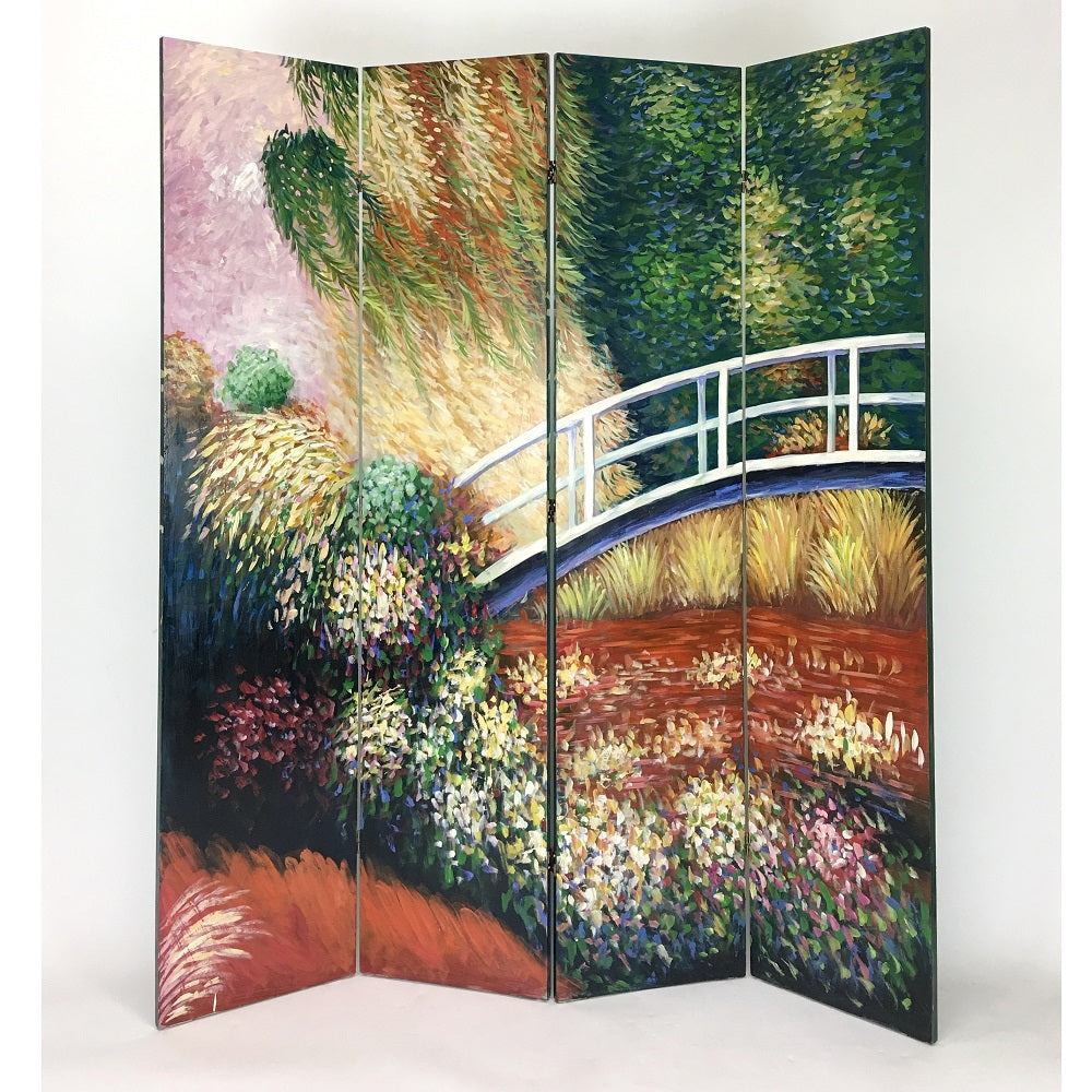 Hand Painted Double Side Room Divider Green-zoom-3