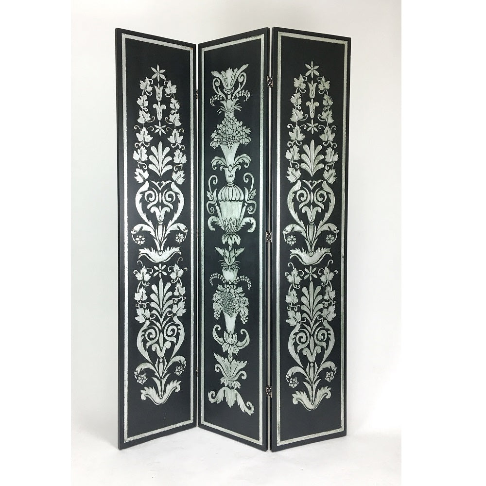 Hand Painted Double Side Room Divider Silver Gold