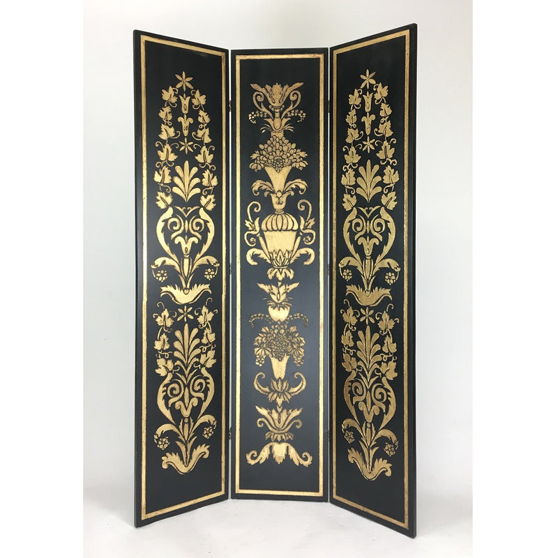 Hand Painted Double Side Room Divider Silver Gold-zoom-