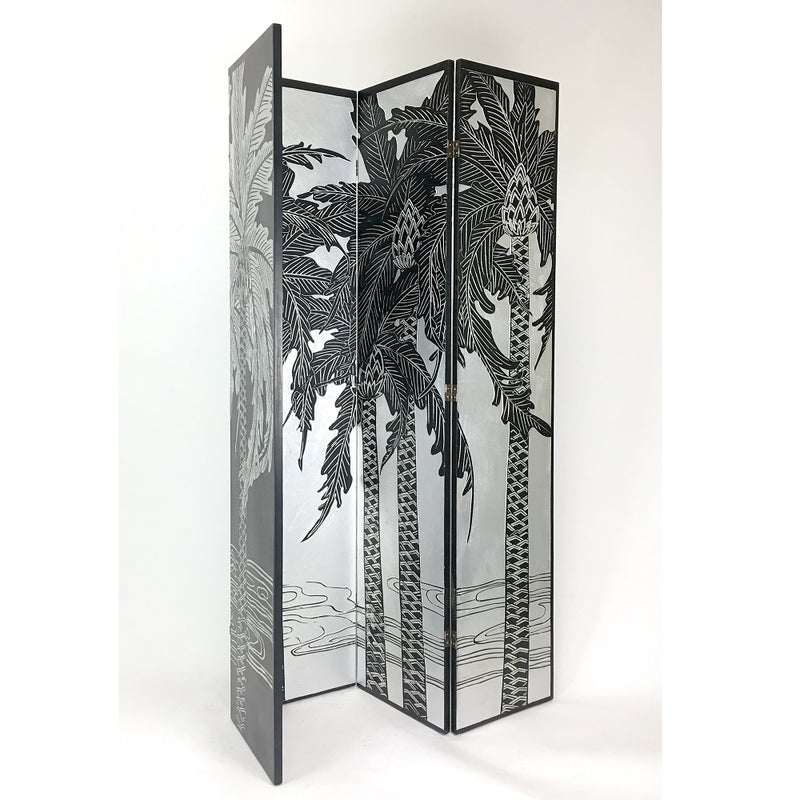 Hand Painted Double Side Room Divider Silver-zoom-