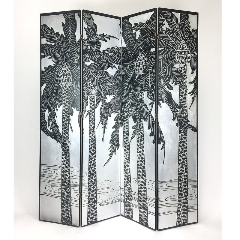 Hand Painted Double Side Room Divider Silver-zoom-