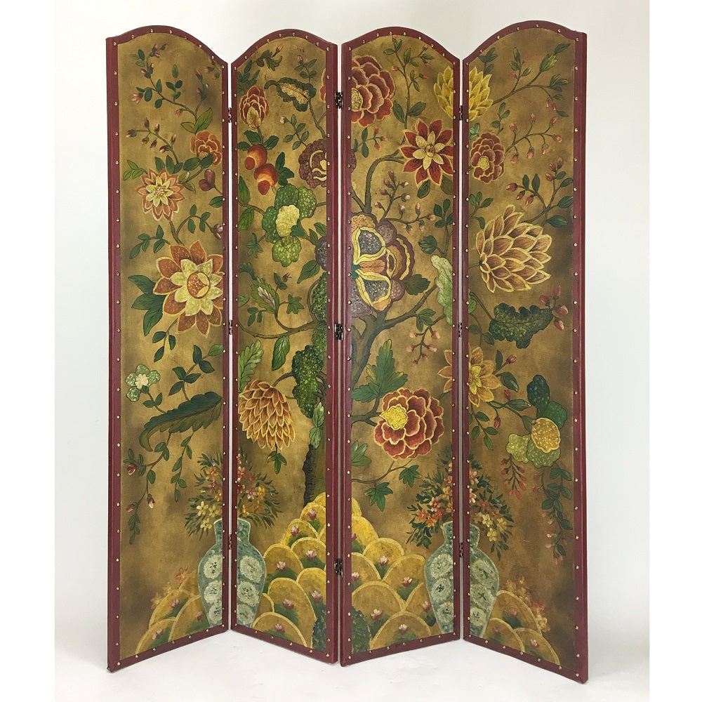 Hand Painted Double Side Room Divider Gold