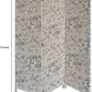 71 Inch 3 Panel Fabric Room Divider with Floral Print, Gray