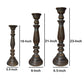 Handmade Pillar Shape Wooden Candle Holder With Flared Top Brown And Gray Set Of 3