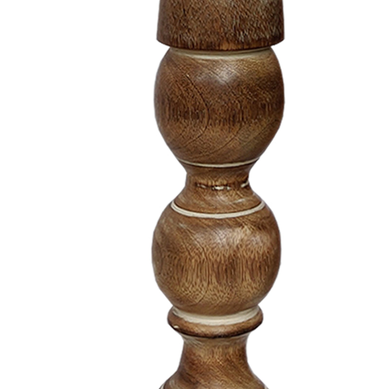 Handmade Wooden Candle Holder With Flared Top Natural Brown Set Of 3-zoom-