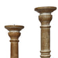 Handcrafted Distressed Wooden Candle Holder With Pedestal Body Brown Set Of 3