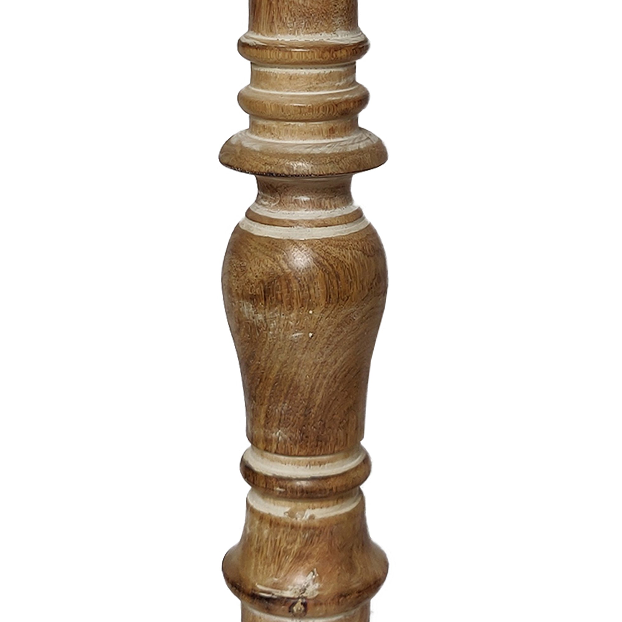 Handcrafted Distressed Wooden Candle Holder With Pedestal Body Brown Set Of 3-zoom-5