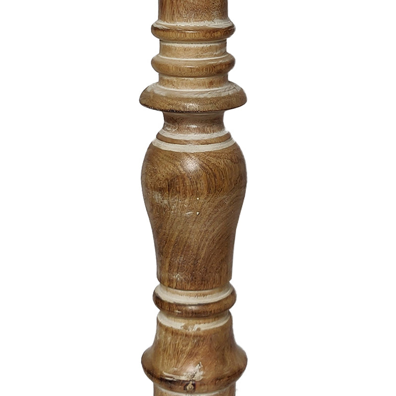 Handcrafted Distressed Wooden Candle Holder With Pedestal Body Brown Set Of 3-zoom-