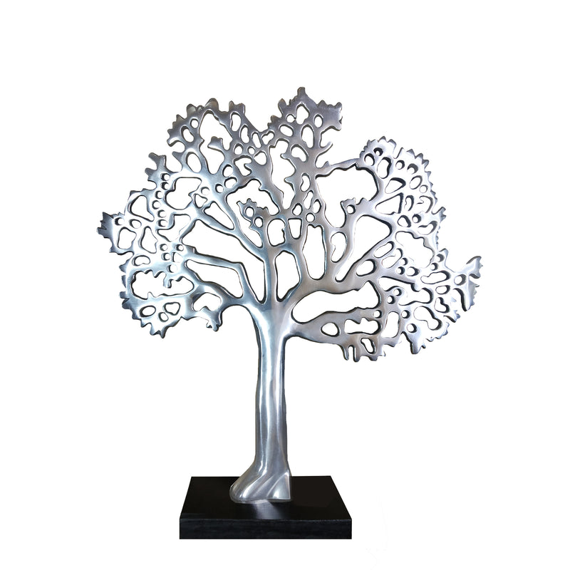 Stylish Aluminum Tree Decor With Block Base Silver And Black-zoom-
