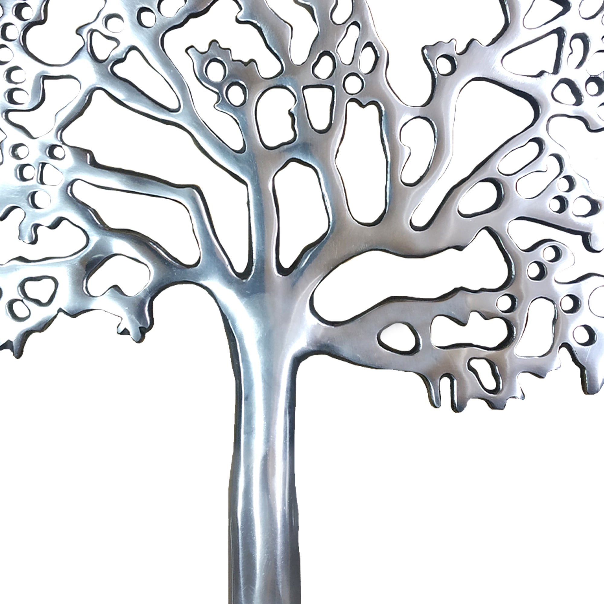Stylish Aluminum Tree Decor With Block Base Silver And Black-zoom-3