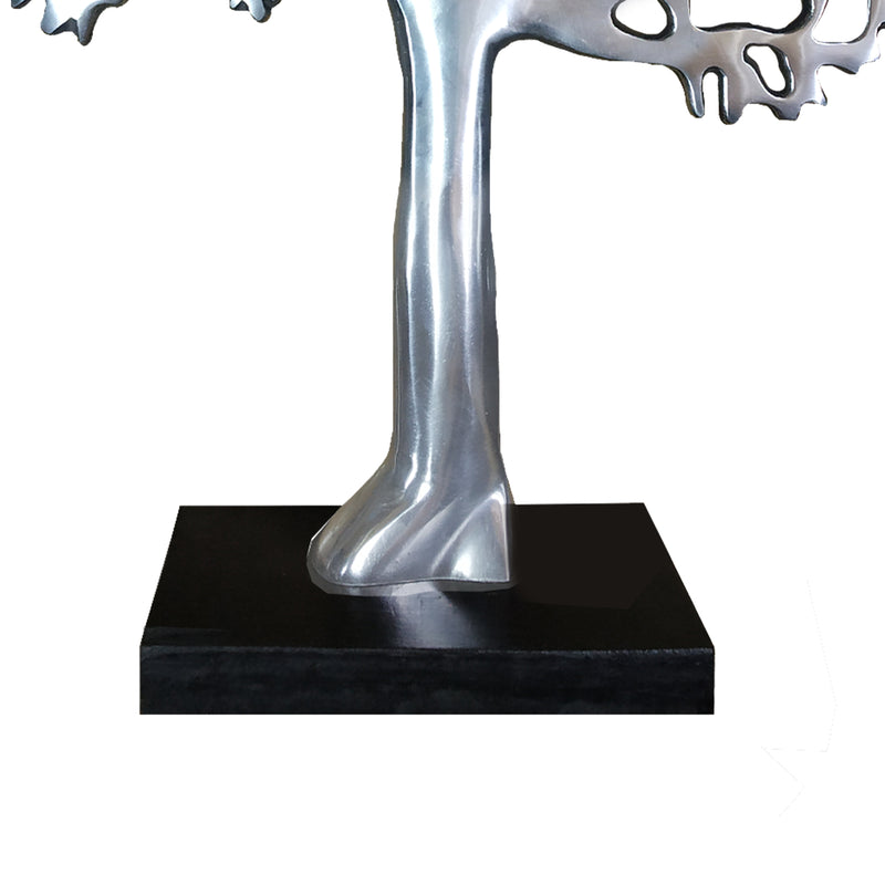 Stylish Aluminum Tree Decor With Block Base Silver And Black-zoom-