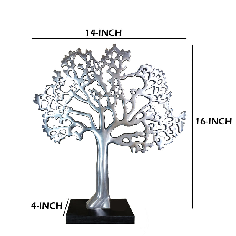 Stylish Aluminum Tree Decor With Block Base Silver And Black-zoom-