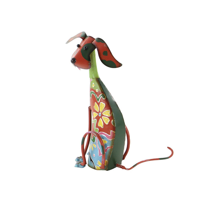 17 Inch Decorative Metal Dog Sculpture Multicolor-zoom-