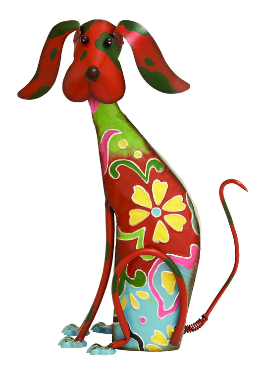 17 Inch Decorative Metal Dog Sculpture Multicolor