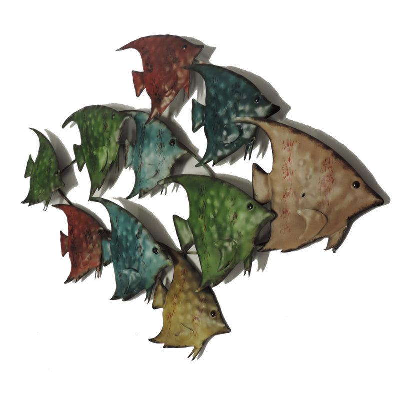 Three Dimensional Hanging Metal Fish Wall Art Decor Multicolor-zoom-