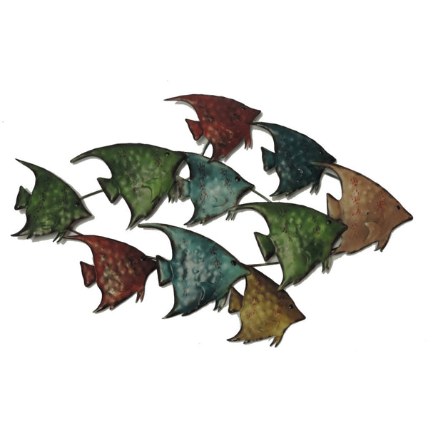 Three Dimensional Hanging Metal Fish Wall Art Decor Multicolor