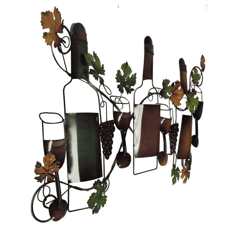 Classy Metal Based Wine Wall Decor Multicolor-zoom-